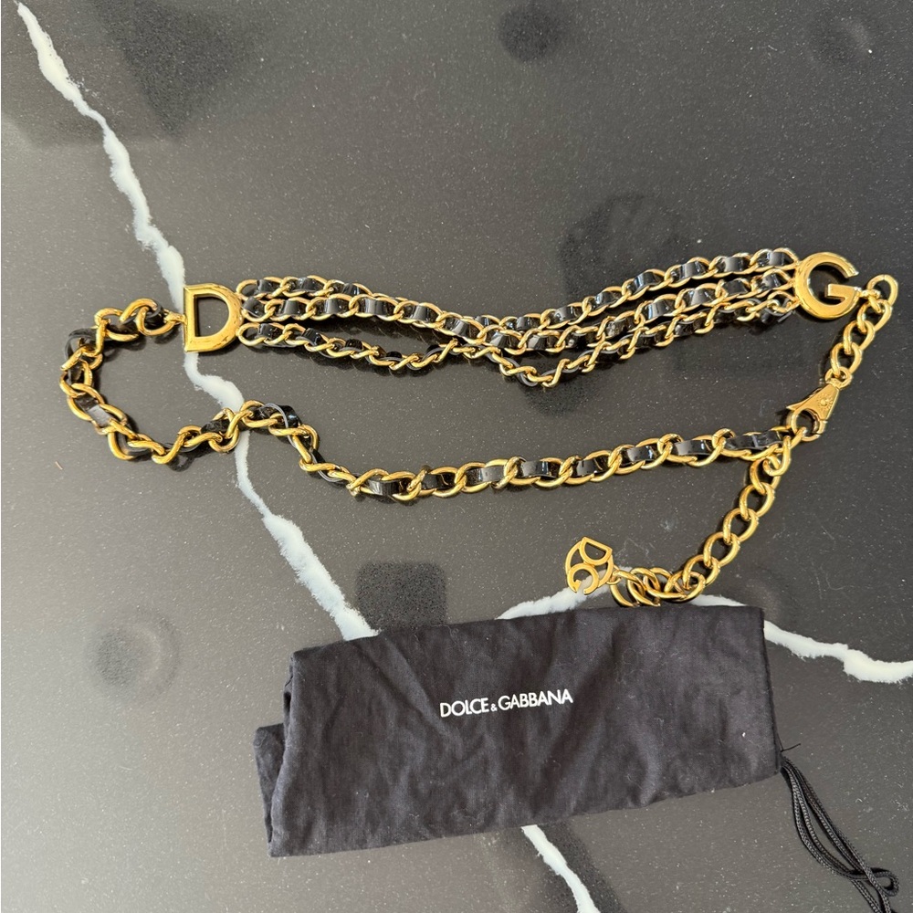Dolce & Gabbana Gold Chain Logo Belt